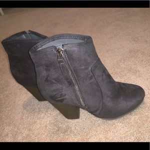 Grey suede booties